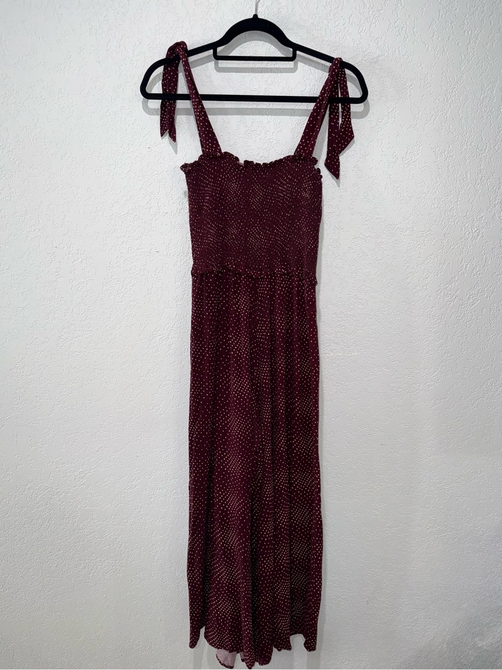 BP Romper Women’s Burgundy Polka Dot Tie-Strap